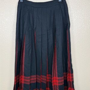 Pendleton Black Midi Skirt with Red Plaid Insets